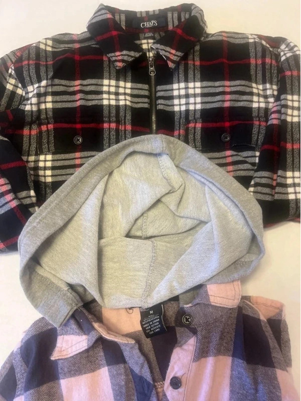 Two piece flannel set champs removable hood 2 long sleeve shirts - Picture 7 of 11